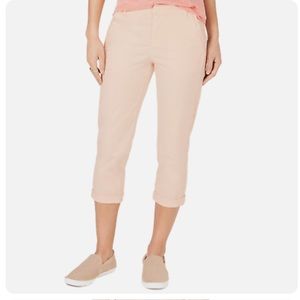 Style & Co Women's Light Pink Eyelet-Trim Capri Pants Size 12P NWT